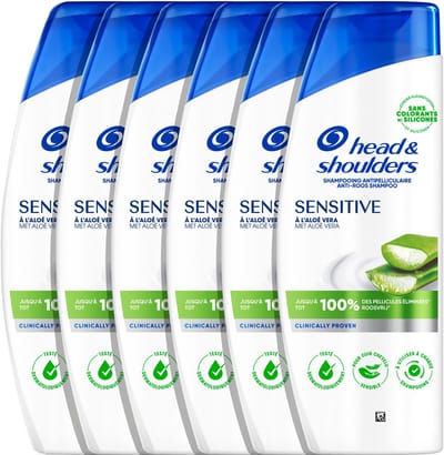 Head & Shoulders Sensitive Anti-Roos Shampoo voor Gevoelige Hoofdhuid - Met Aloë Vera - 6 x 250ml