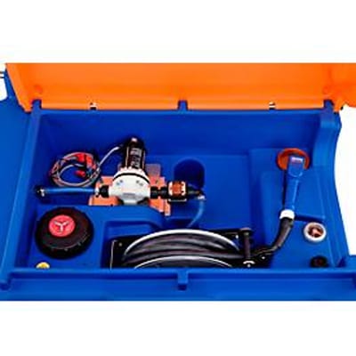 Mobiel tankstation CEMO Blue-Mobil EASY Premium, met CEMATIC BLUE 12 V membraanpomp, 980 l tank voor AdBlue®, K24 meter, B 1270 x D 1070 x H 1120 mm