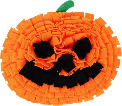 Honden Snuffelmat - Voermat Pompoen - Interactief Spelen - Duurzaam Fleece Materiaal - 33x25.5x4 cm - Oranje