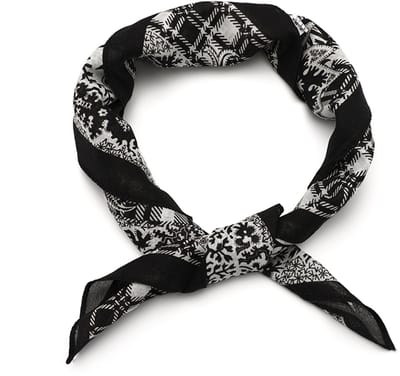 Vierkante Sjaal met Barok Paisley- en Patchworkdessin (63x63cm) - Zwart