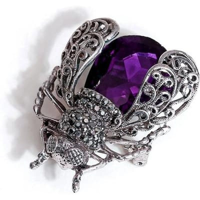 Kristallen Insect Broche Kevers Broches Speld Mode Broche Voor Vrouwen Spelden Sjaal Clip Sieraden Broche Boeket paars