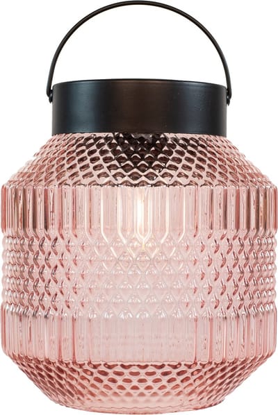 Anna Collection Tuin lantaarn Julia - Solar - zwart/roze - D16 x H16 cm - LED buitenverlichting