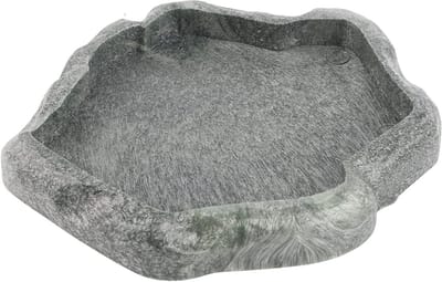Reptielen Voeder- en Waterbak van Hars, Natuurlijke Steenlook voor Aquaria en Terrariums, Ideaal voor Schildpadden en Vissen, Donkergroen S
