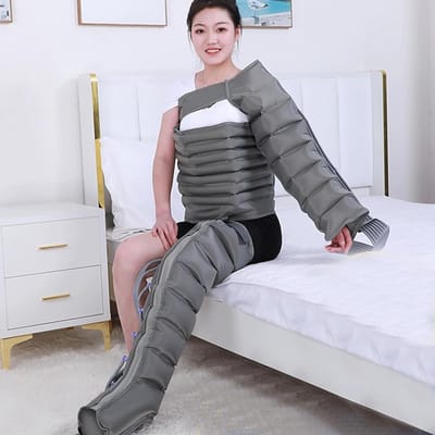 Luchtcompressie Massager - Been Circulatie - Spierherstel Benen - 8 Luchtkamers - Instelbare Druk - Grijs