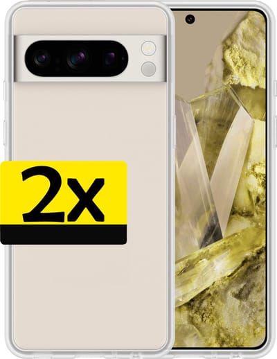 Hoesje - 2 Stuks - Geschikt voor Google Pixel 8 Pro - Sterk & Shockproof - Case Siliconen - Back Cover - Telefoon Hoes - Telefoonhoesjes - Transparant