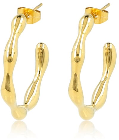 My Bendel - Golvende Goudkleurige Oorringen – Tijdloze Elegantie met Een Moderne Vorm - met Luxe Cadeauverpakking | Sieraden Voor Dames