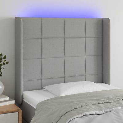 vidaXL - Hoofdbord - LED - 83x16x118/128 - cm - stof - lichtgrijs