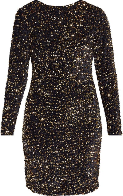 SISTERS POINT Gigi-dr - Dames Jurk - Black/gold - Maat S