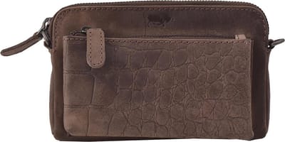 Crossbodytas – Croco Cody Minibag – Crossbody bag – Leren Tasje – Dames Tasje – Donkerbruin – Clutch Tasje