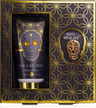 Cadeauset vrouw - Cadeaupakket met gouden schedel ketting - Skull Chic - White Musk - Geschenk pakket voor haar, mama, vriendin, moeder - Grappig