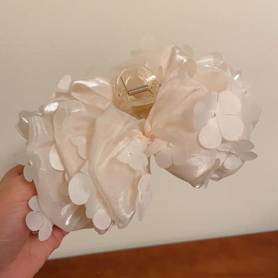 Haimeikang Grote Strik Haar Klauw Zomer Bloem Zoete Mesh Paardenstaart Haarspeld Haar Krabben Haarspeld Dames Mode Haaraccessoires beige