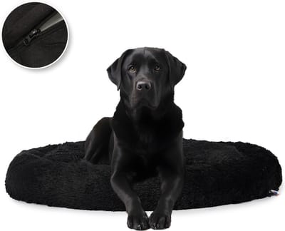 Pet Perfect Premium Donut Hondenmand 100 cm - Fluffy Hondenkussen - Hondenbed - Zwart - Met Rits - Wasbaar - Extra Gevuld