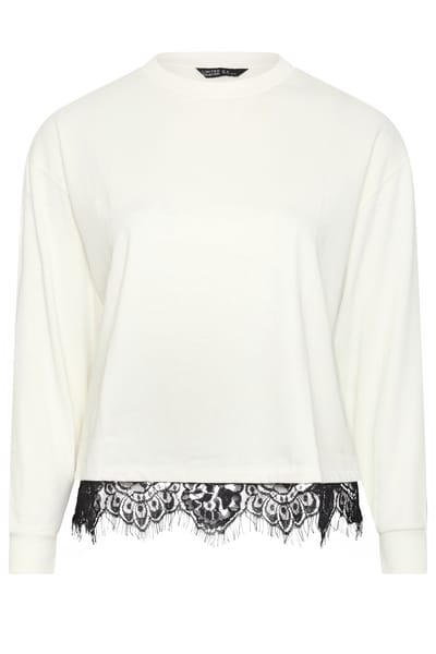Limited Collection Crème Sweatshirt Met Kanten Zoom Size 38