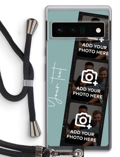 Gepersonaliseerd - Case Company® - Hoesje met koord geschikt voor Google Pixel 6 Pro hoesje met Koord - Filmrol N°1 - Telefoonhoesje met Zwart Koord - Bescherming aan alle Kanten en Over de Schermrand