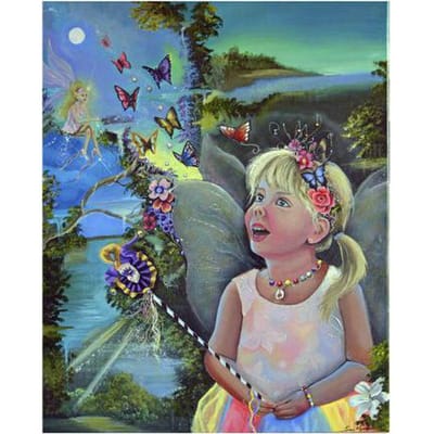 Peinture diamant 5D à faire soi-même, broderie fille et fée, point de croix 20X30CM gray