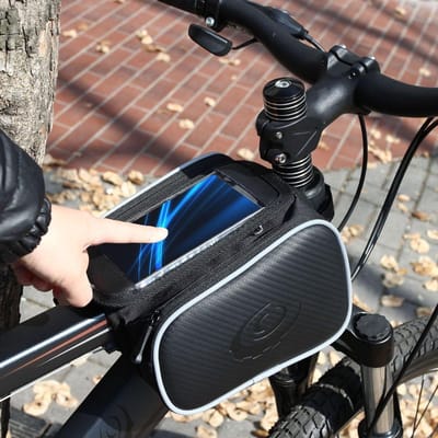 Top Tube Fietsframe Tas voor Mountainbike en Racefiets - Waterdichte Pouch voor Smartphones tot 6,5 inch, Ideaal voor Fietsen en Tochten