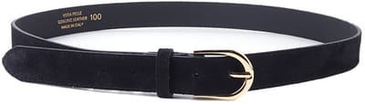 Giuliano Lederen Riem - made in Italy - Dames - Suede Tailleriem - Zwart