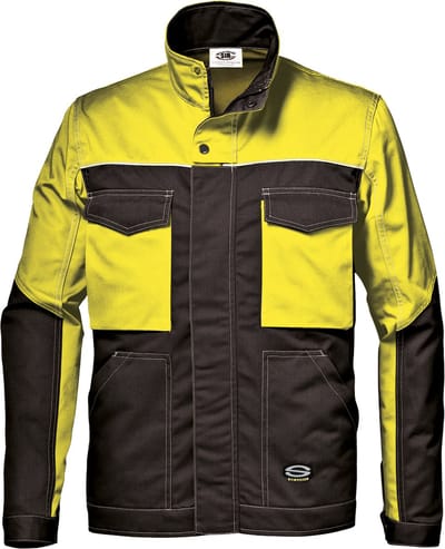 SIR SAFETY FUSION MASSAUA Hi Vis Reflecterend Stof Werkjas HEREN Veiligheidsjas Zwart Geel - Katoen - Versterkte Naden - Reflecterende Details