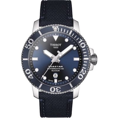 Tissot Seastar Serie Mechanisch Uurwerk Casual Waterdicht Horloge 43mm Blauwe Wijzerplaat Roestvrijstalen Kast Stofband Herenhorloges T120.407.17.041.01 Blue Dial black