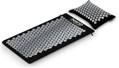Neo-Sport NS-903 acupressuurmat met noppen, zwart en zilver