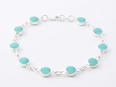 Hoogglans zilveren armband met groene turkoois