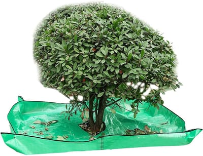 Tuin Opvangzeil - Snoeidoek Werkzeil - Tuinonderhoud Vereenvoudigen - Met Opening En Gespen - 314 x 215 cm - Groen