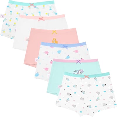 Set van 6 meisjes boxershorts van katoen, zachte en comfortabele shorts met schattige cartoonprint, ideaal voor dagelijks gebruik