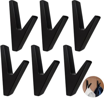 6 set matzwarte kapstokhaken wandhaken badkamer handdoekhaak zinklegering hoed haak, geschikt voor garderobe, slaapkamers, keukens, badkamers, entreehallen, geschikt voor ondersteuning tot 20