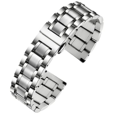 Dailygoods- Horlogeband Vervangend Roestvrij Staal - Quick Release/Horlogebandje - 12mm/16mm/18mm/20mm/22mm/24mm - Gepolijst/Geborsteld - Elegant Patroon - Schakels - Horloge