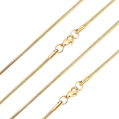 Fako Bijoux® - Ketting - Slang Schakel - Snake Chain - RVS - Stainless Steel - 2mm - 45cm - Goudkleurig