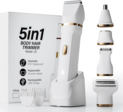5-in-1 Elektrische Scheerapparaat voor Mannen - Oplaadbare Body Trimmer, IPX7 Waterproof, Voor Nat en Droog Gebruik