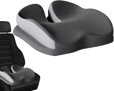 Orthopedisch zitkussen - Traagschuim kussen - Comfortabel zitten - Antislip onderkant - 46 x 42 x 10 cm - Grijs