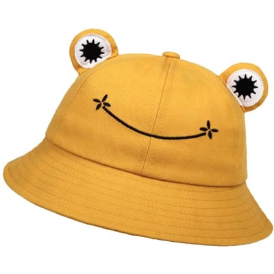 Unisex Leuke Kikkervorm Persoonlijkheid Bucket Hats Vissersmutsen Buiten Casual Pet Zonnebrandhoed yellow