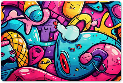 Placemats 45x30 cm - Placemat kunststof - 1 stuk - Abstract - Neon - Design - Kleurrijk - Graffiti - Borden onderleggers - Decoratie voor op tafel - Keuken tafeldecoratie accessoires - Vinyl onderlegger - Tafelversiering