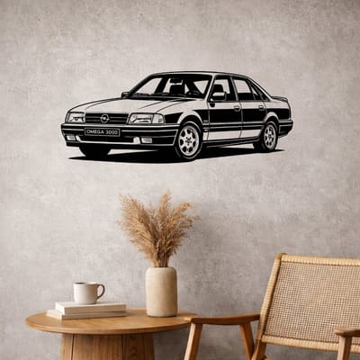 BR2Laser Opel Omega 3000 – Wanddecoratie – Lasergesneden Hout – Autokunst – 35 cm Breed