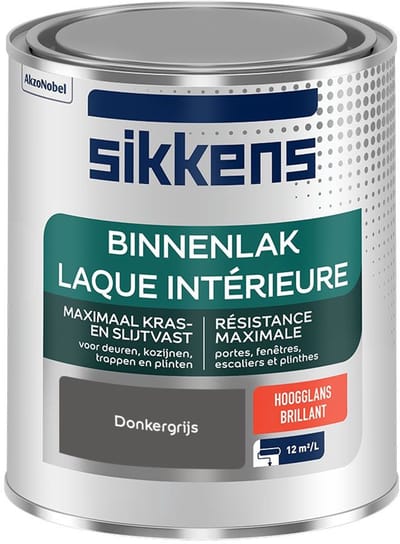 Sikkens - Binnenlak Hoogglans - Donkergrijs - Mengverf - 750 Ml