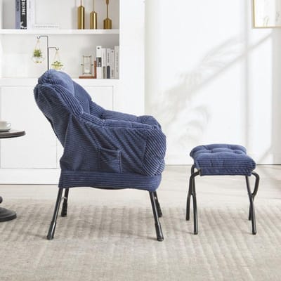 Fauteuil inclinable - MUVOE - 1 place - Repose-pieds - Accoudoirs - Poches latérales bleu