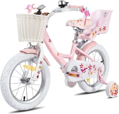 Kinderfiets Meisjes - Jongensfiets Kind - Veilig Leren Fietsen - Met Poppenstoeltje - 14 inch - Roze