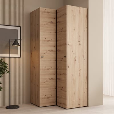 Meubella - Nouran - Kledingkast hoek - Eikenpatroon - 95x90x208 cm