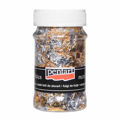 Pentart metaalvlokken goud en zilver 100ml creatieve decoratie.