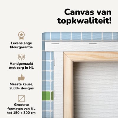 Canvas schilderij 120x90 cm - Wanddecoratie Moderne wereldkaart met vakjes - Muurdecoratie woonkamer - Slaapkamer decoratie - Kamer accessoires - Schilderijen op canvas