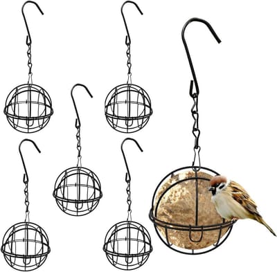 SnelShoppen - Tit Ball Holder 6 Stuks - Robuuste Metalen Vogelvoederstation voor Tuin en Balkon - Ideaal voor Voeden van Wilde Vogels - Weerbestendig