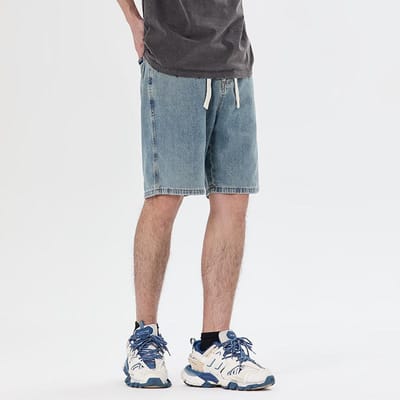 Jean Bleu Homme Été Fin Lâche Mi-longs Shorts Droits 3XL bleu