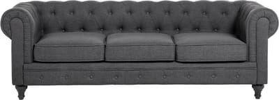CHESTERFIELD - Driezitsbank - Grijs - Polyester