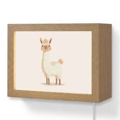 Wandlamp 20x15 cm - Oplaadbaar - Lama - Dieren - Boerderij - Pastel - Wandlampen binnen woonkamer - Slaapkamer lamp met kabel - Decoratieve nachtlamp - Vloerlamp snoer