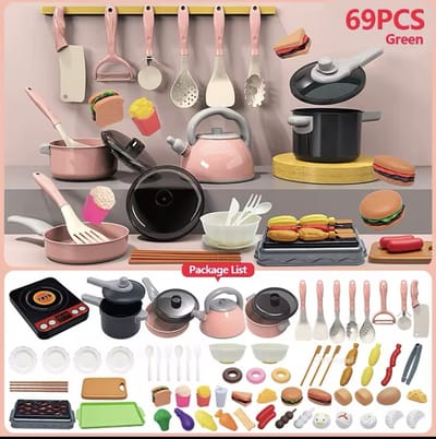 Kinderen Keuken Accessoires Speelgoed 69-delig - Roze - Keuken Speelgoed kinderen - Kleine Chef - Kerstcadeau - Cadeau voor Sinterklaas en Kerst - E2.4
