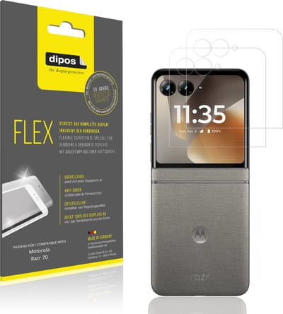 dipos – 2x Beschermfolie geschikt voor Motorola Razr 70 Aussenseite | 3D Full Cover Screenprotector | 100% Passend
