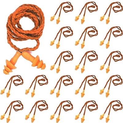 20 paar snoergebonden oordopjes, herbruikbare siliconen oordopjes, oordopjes, slaapruisonderdrukking, oordopjes, ruisonderdrukking en gehoorbescherming voor werk en studie (oranje)