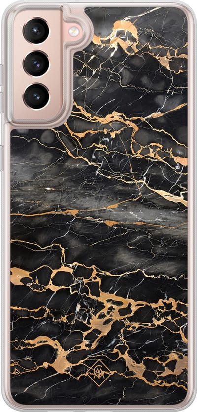 Casimoda® hoesje - Geschikt voor Samsung Galaxy S21 Plus - Marmer Grijs Brons - 2-in-1 case - Schokbestendig - Marble design - Verhoogde randen - Grijs, Transparant