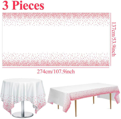 Dailygoods- Tafelkleed Wegwerp 3 Stuks - Feesttafelkleed - PEVA - Rechthoekig 137 x 274 cm - Duurzaam - Goudgestippeld Design - Feestkleed